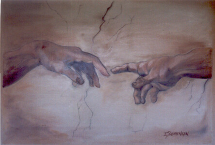 Wall mural of Gaod and Adam Davinci rendition
