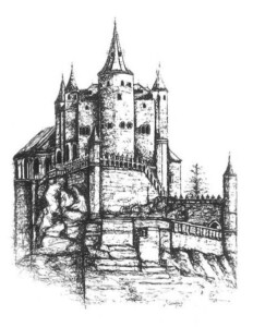 Drawing of Alcazar of Segovia castle