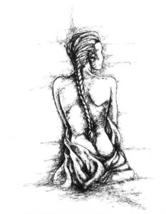 Pen and ink drawing of women
