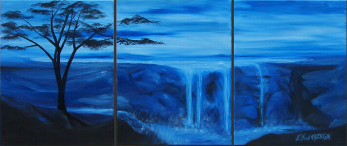 Waterfall in rocky terrain